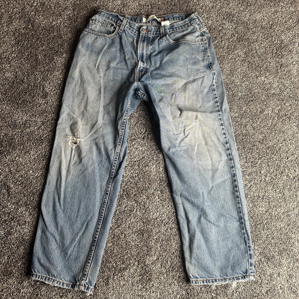 Vintage Levi's 550 Jeans Mens 38 Light Wash Distressed Relaxed Fit 00s Y2K Baggy